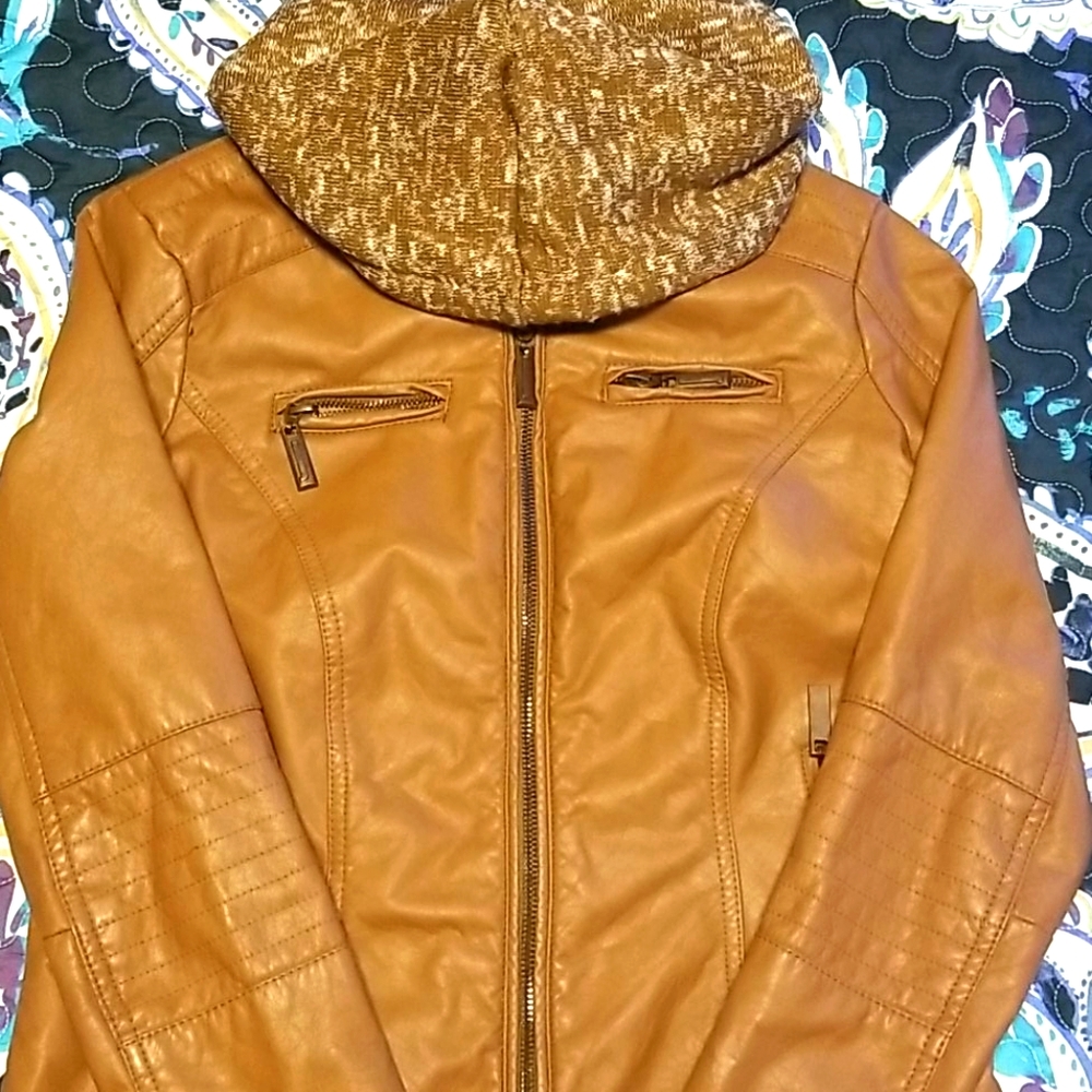 St John's Bay leather jacket w/ hood - Juniors